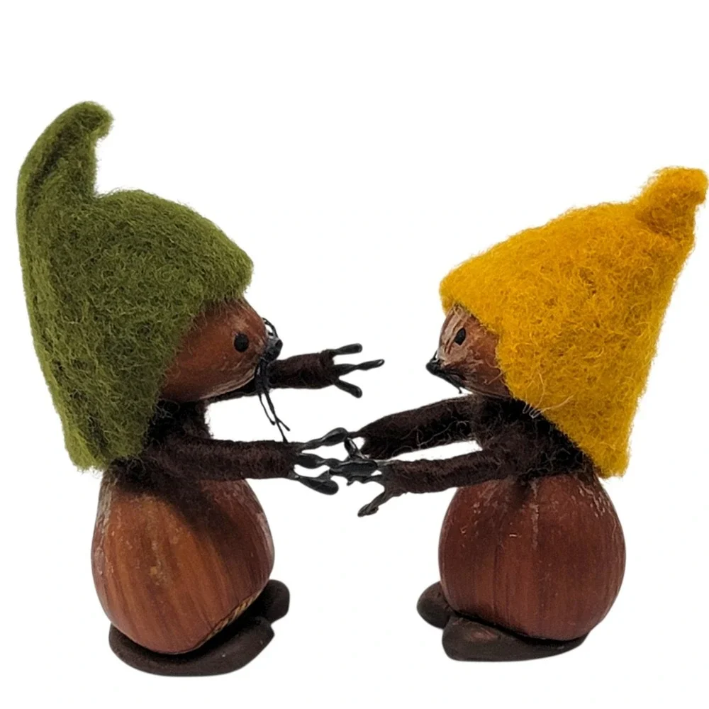 Woodland Waldorf Mice Handmade Hazelnut Felted Wool Nut Art‎ Toy Forest Set of 2